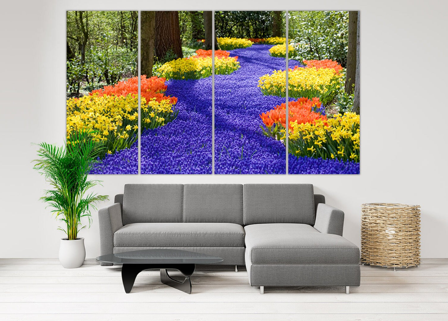 Flower wall decor paintings on canvas, nature painting, home wall decor, wood wall art, multi panel wall art, landscape painting prints