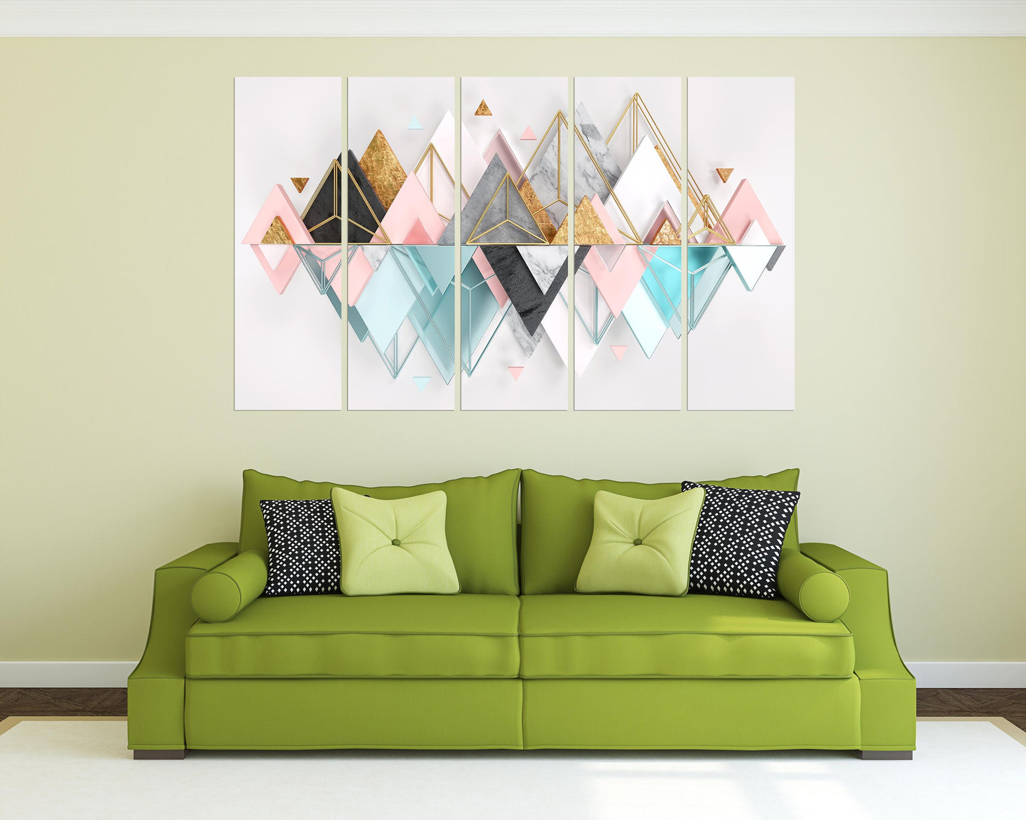 Geometric wall art Abstract wall art paintings on canvas Home wall decor Canvas painting Huge wall art Multi panel wall art