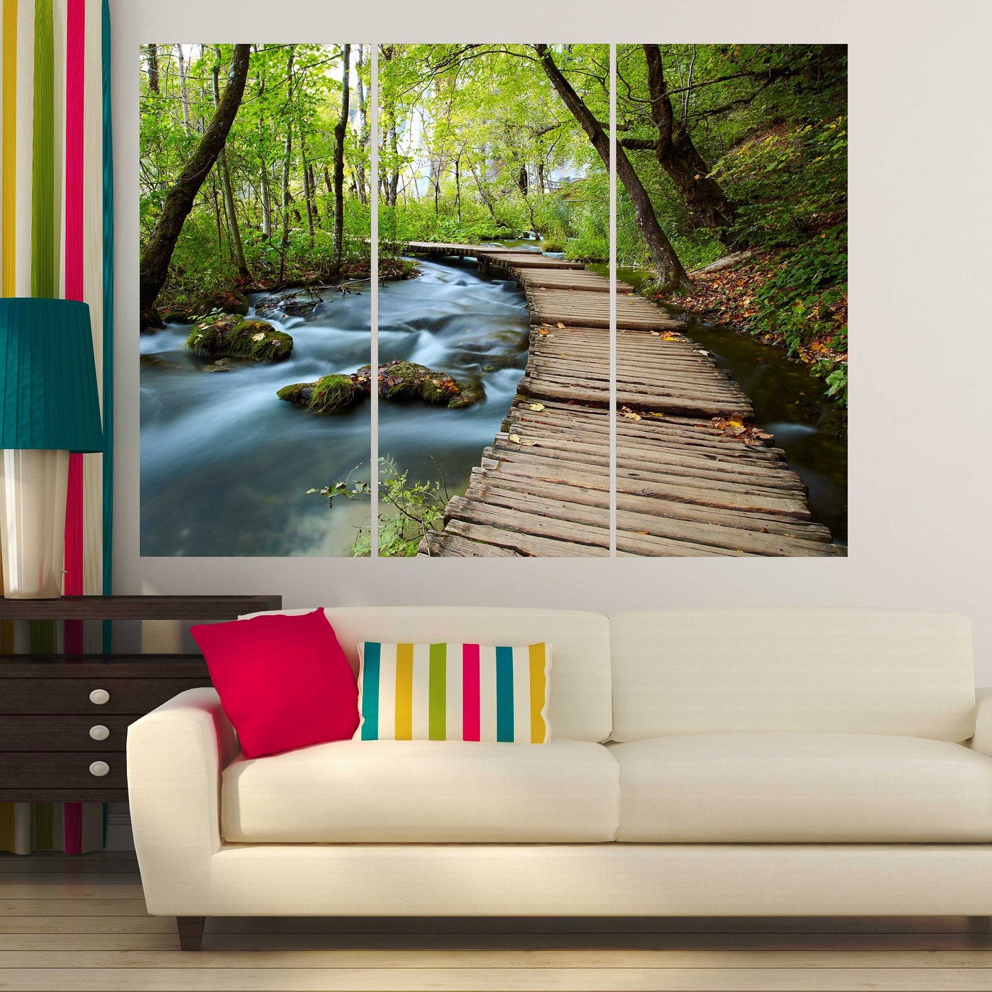 Print wall art Nature painting Forest wall art paintings on canvas home wall decor wood wall art extra large wall art pink