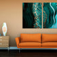Fluid art Marble wall decor canvas print Abstract Extra Large wall art paintings Multi panel Trendy green home decor