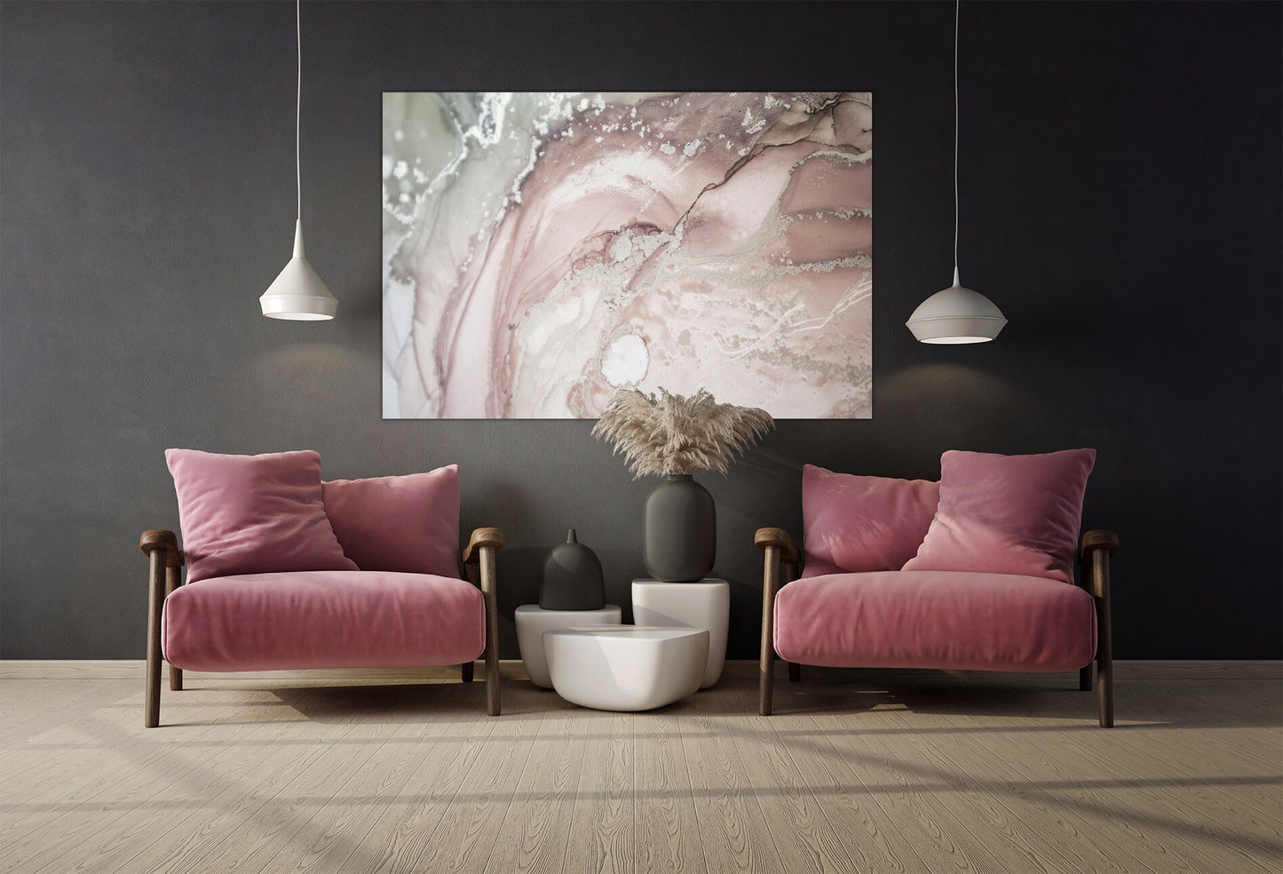 Pink marble Abstract multi panel art wall art paintings on canvas home wall decor housewarming gift canvas painting