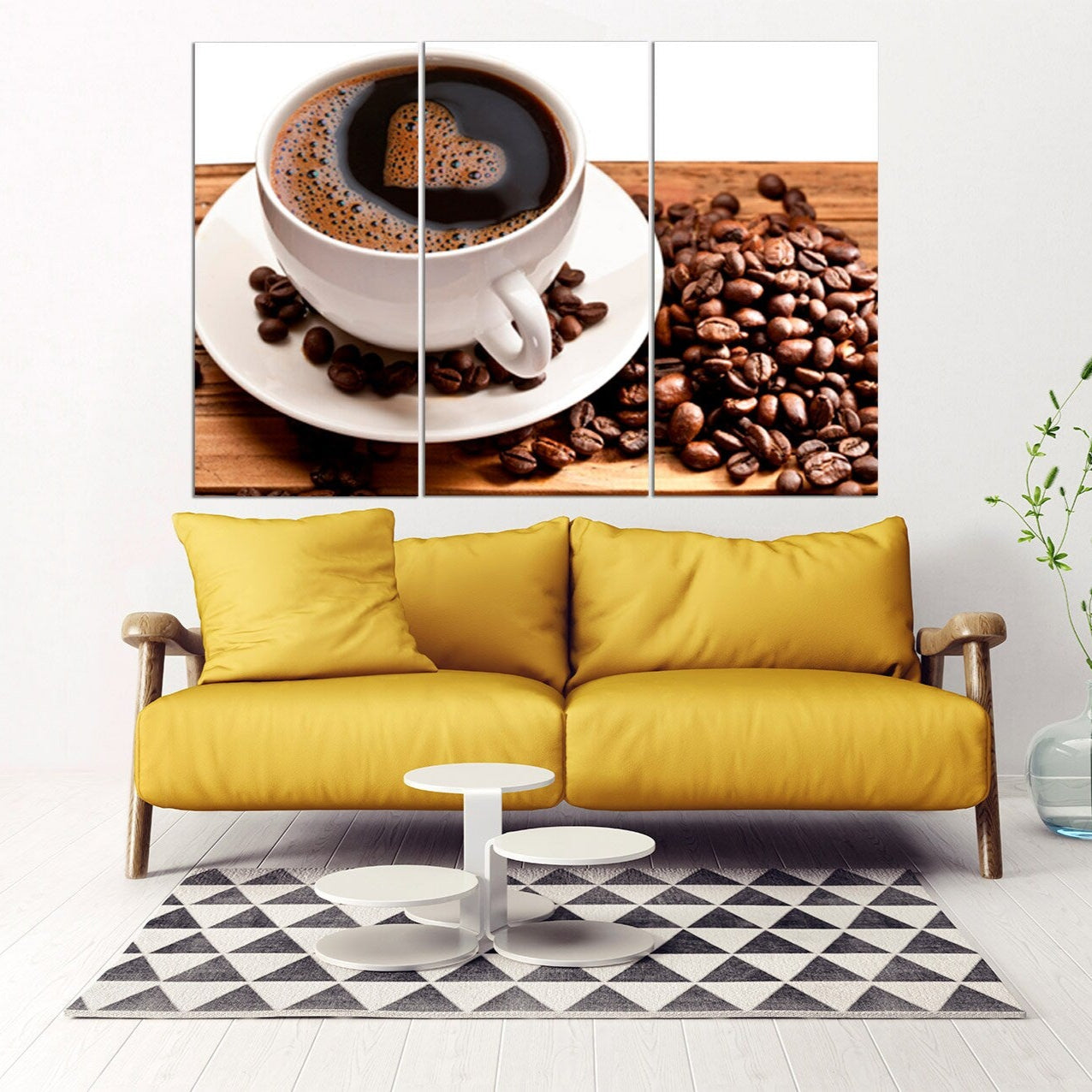 Coffee cup art print Kitchen Rustic wall coffee decor Extra large wall art Multi panel canvas painting coffee lover gift