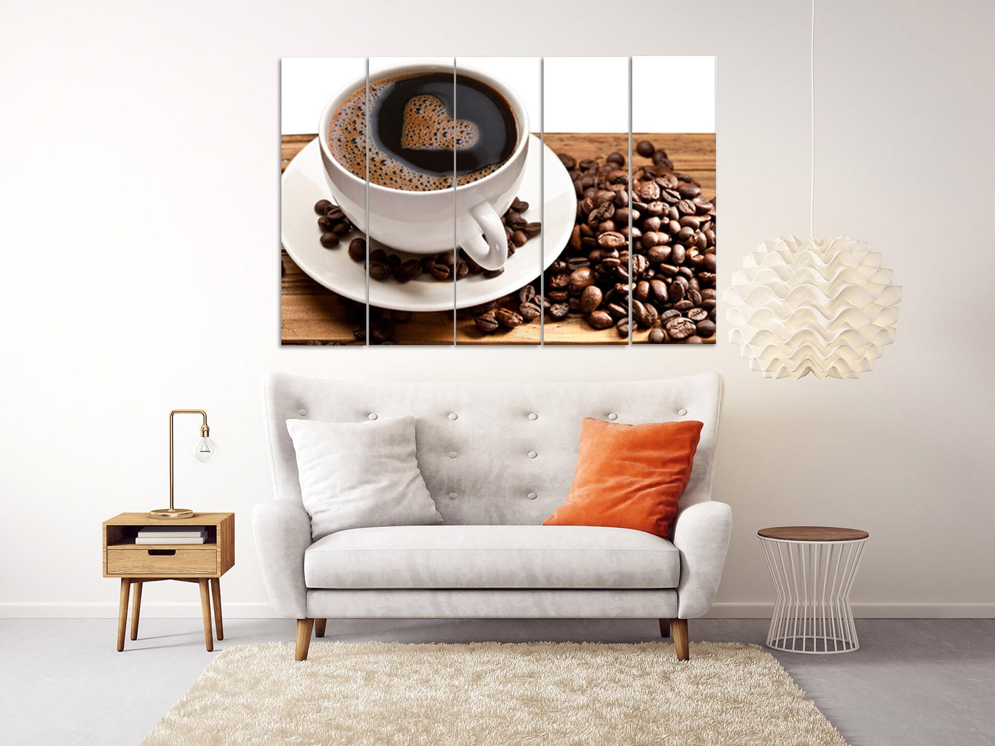 Coffee cup art print Kitchen Rustic wall coffee decor Extra large wall art Multi panel canvas painting coffee lover gift