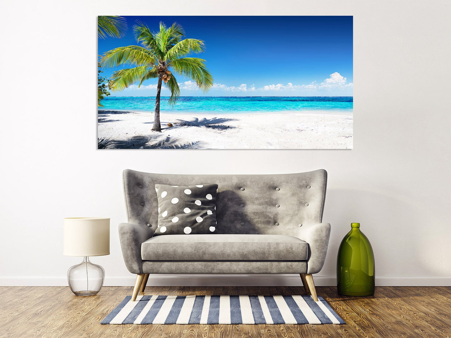 Palm tree wall art framed Beach wall decor travel prints large Nature wall art sea contemporary art Multi panel Seascape painting