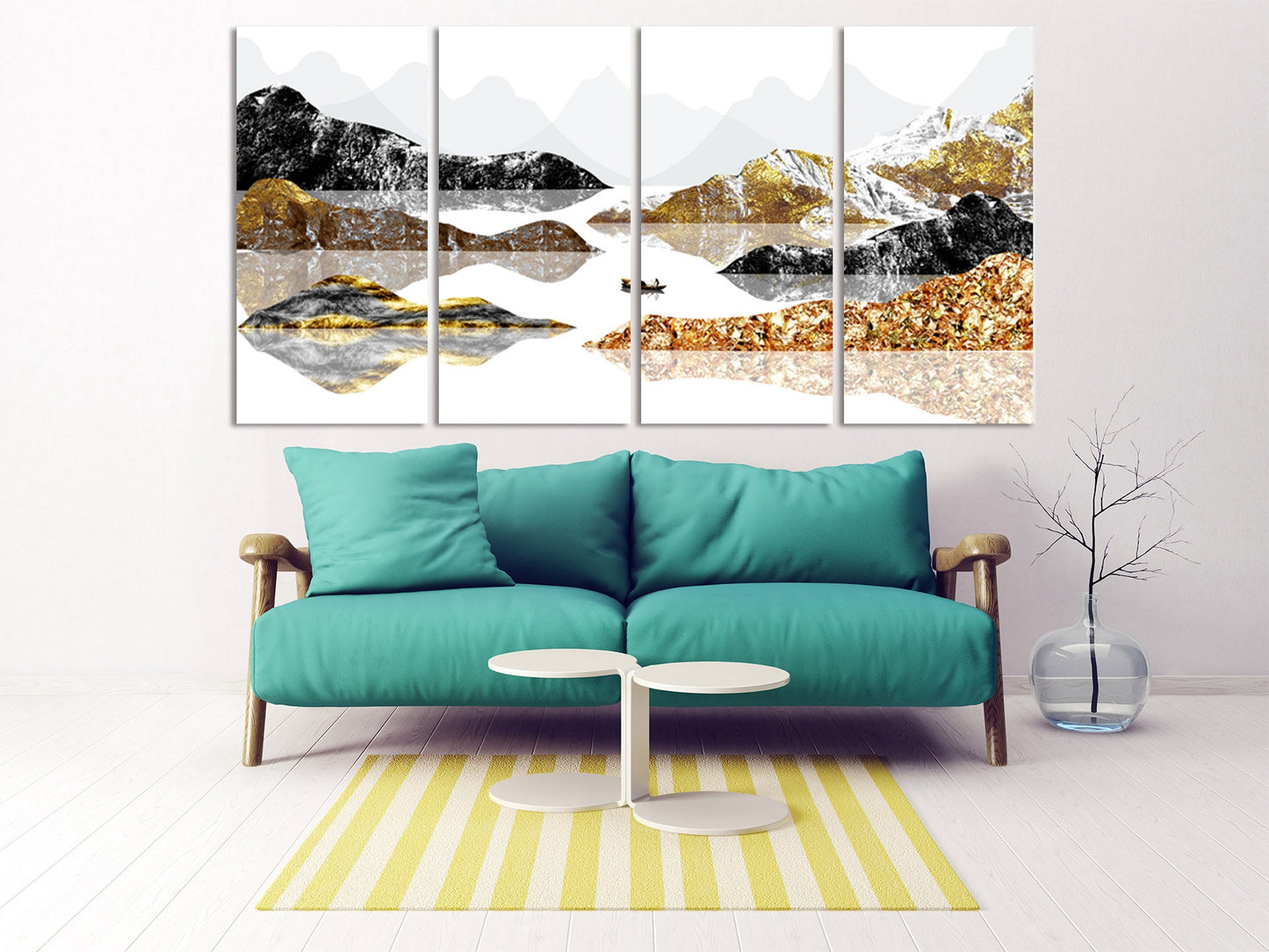 Gold mountains wall art paintings on canvas Seine river art Wall pictures mountains nature print home wall decor calm horizontal art