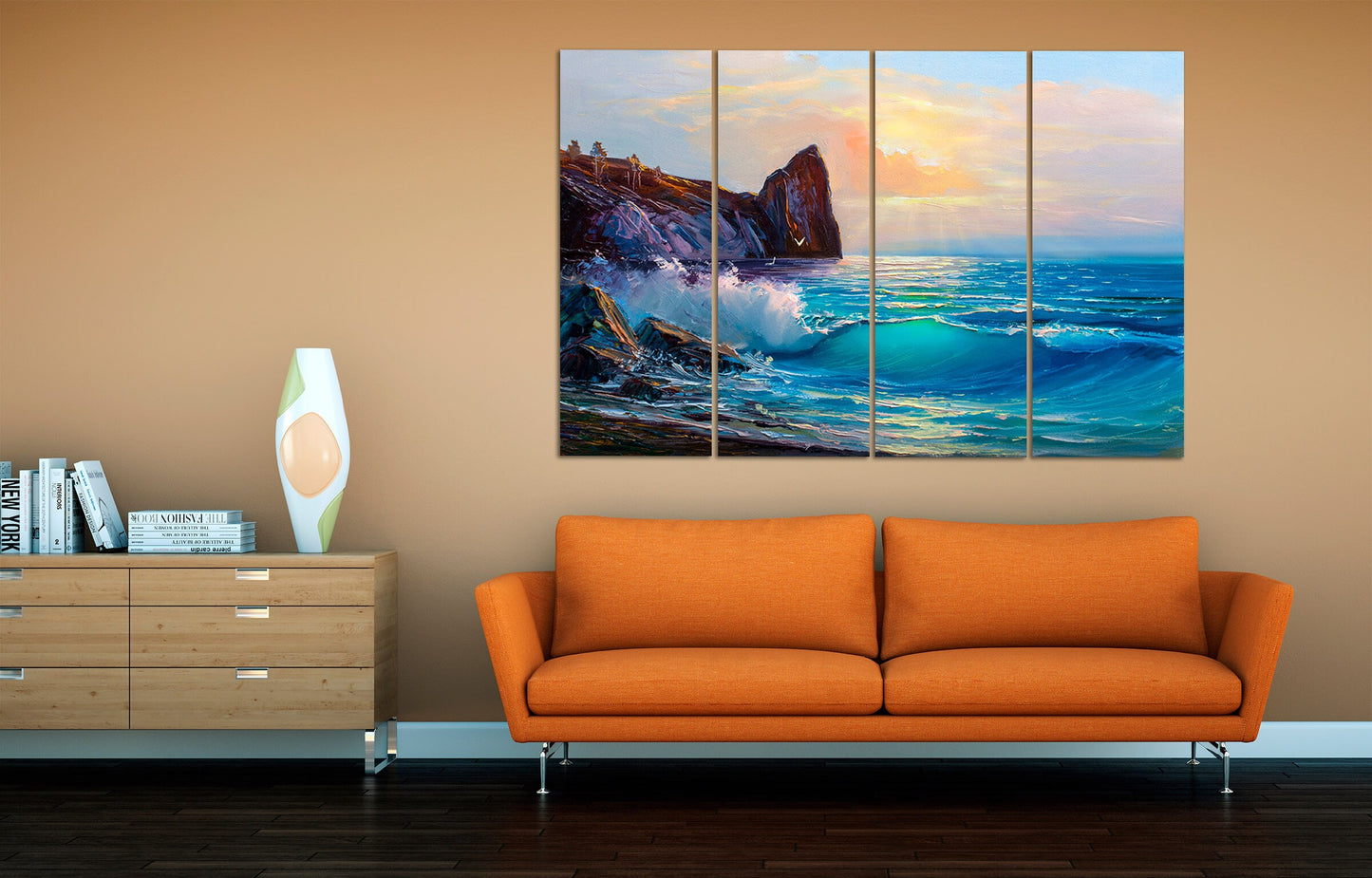 Large wall art sea Wave poster print Seascape Nature wall decor Coastal canvas painting