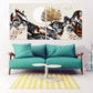 Gapanese wall art Goldfish print Mountain wall decal ridge mountains line art wall print Modern abstract canvas painting