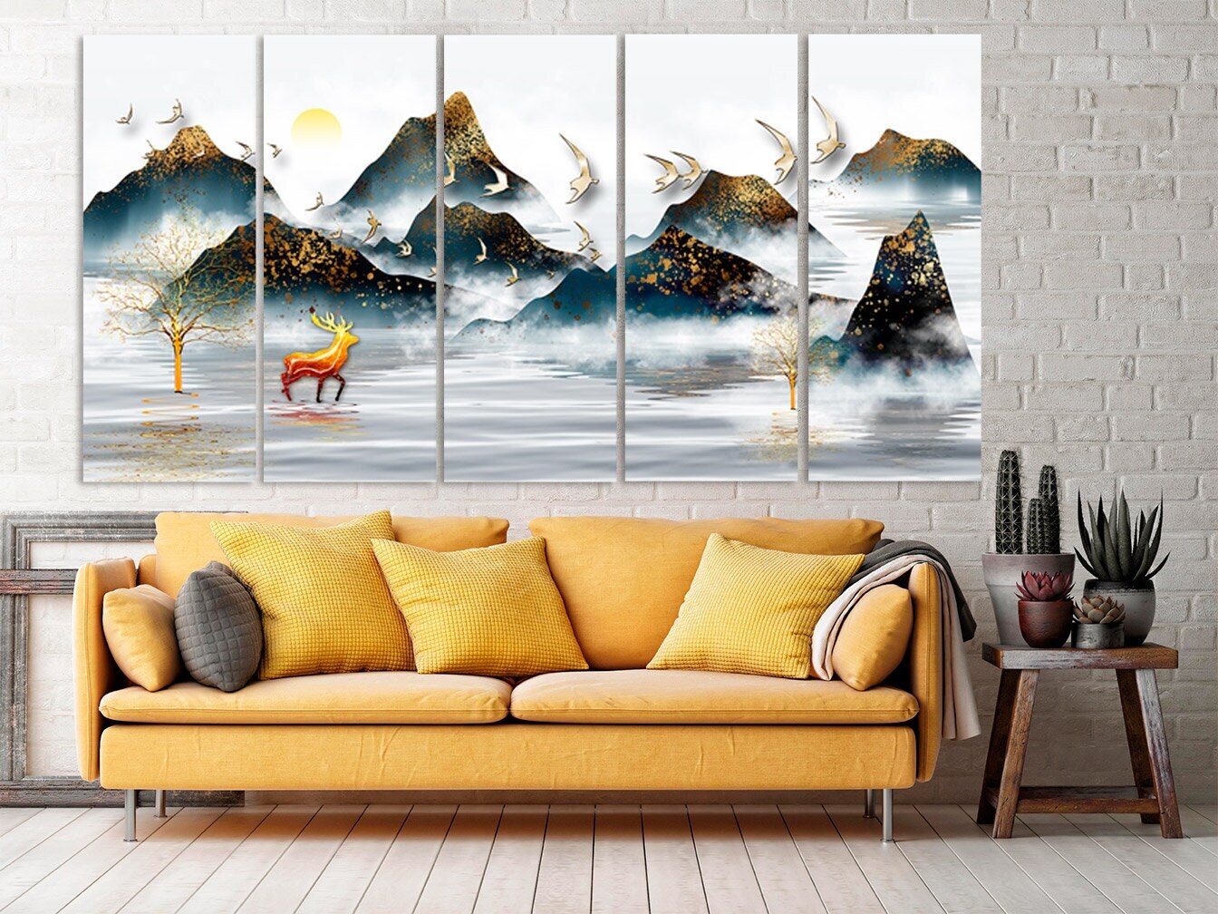 Gapanese wall art Mountain wall decal Blue ridge mountains line art wall print Modern abstract wall art Abstract canvas painting