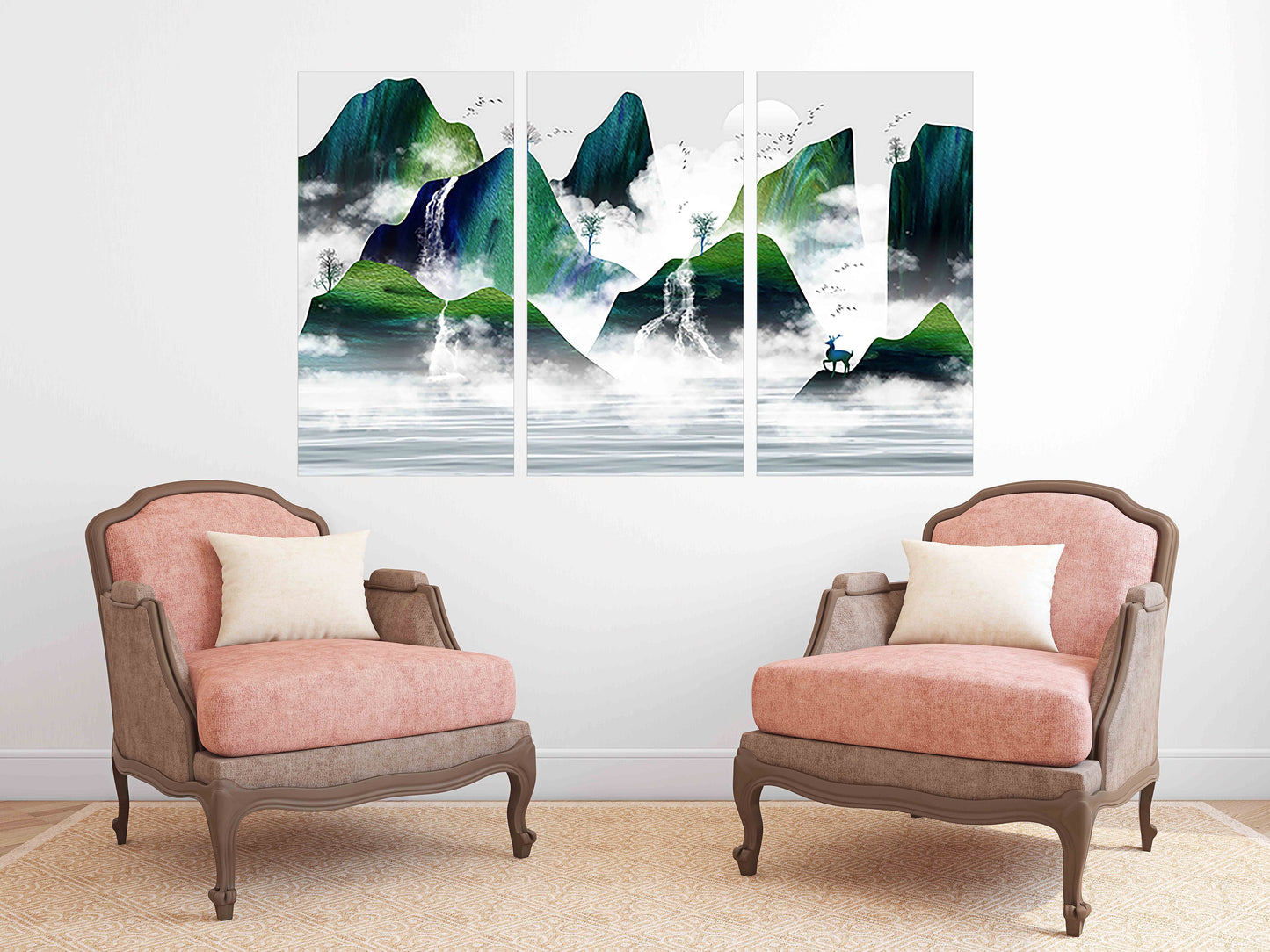 Smoky Mountains Wall Emerald green wall decor Modern Print Wall Art Poster Multi Panel Canvas Wall Decor Abstract Painting Canvas Prints