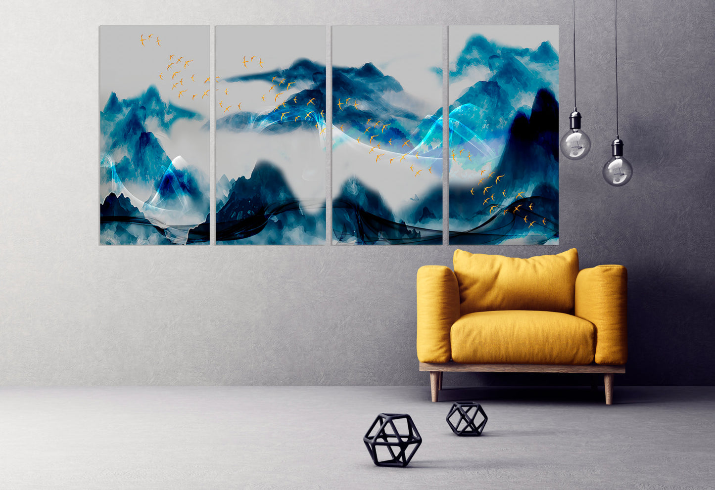 Blue ridge mountains Modern abstract art Multi panel canvas room wall decor Abstract wall art Extra large wall art Home wall decor