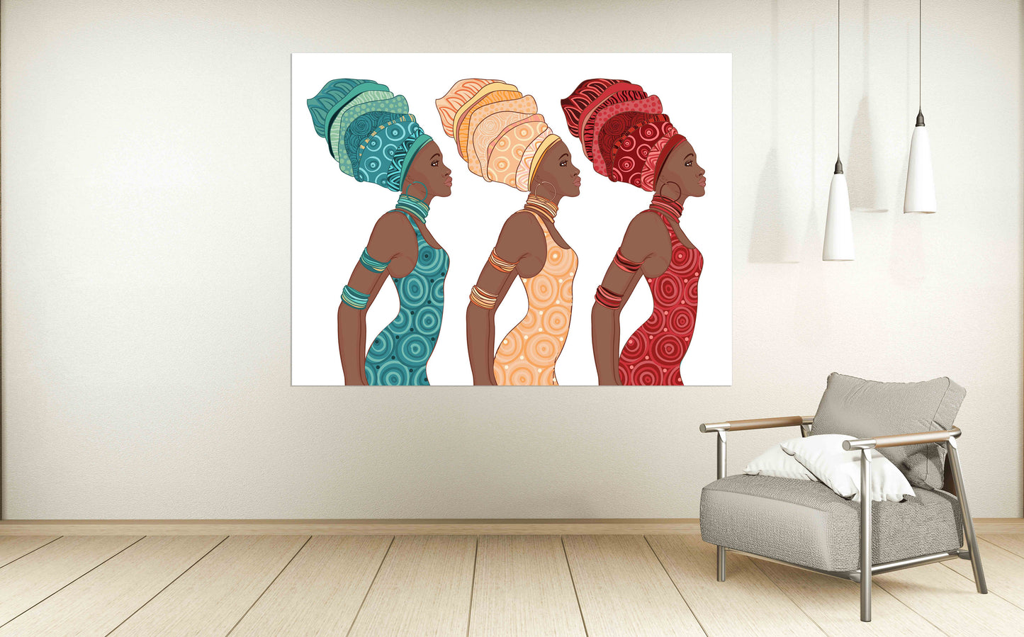 African canvas art African american bright wall art Multi panel extra large canvas art painting Afro woman Trendy wall art