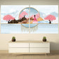 Sakura blossoms Japanese wall art Canvas painting Home wall decor 3 piece frame canvas Rocks and mountains Asian wall art