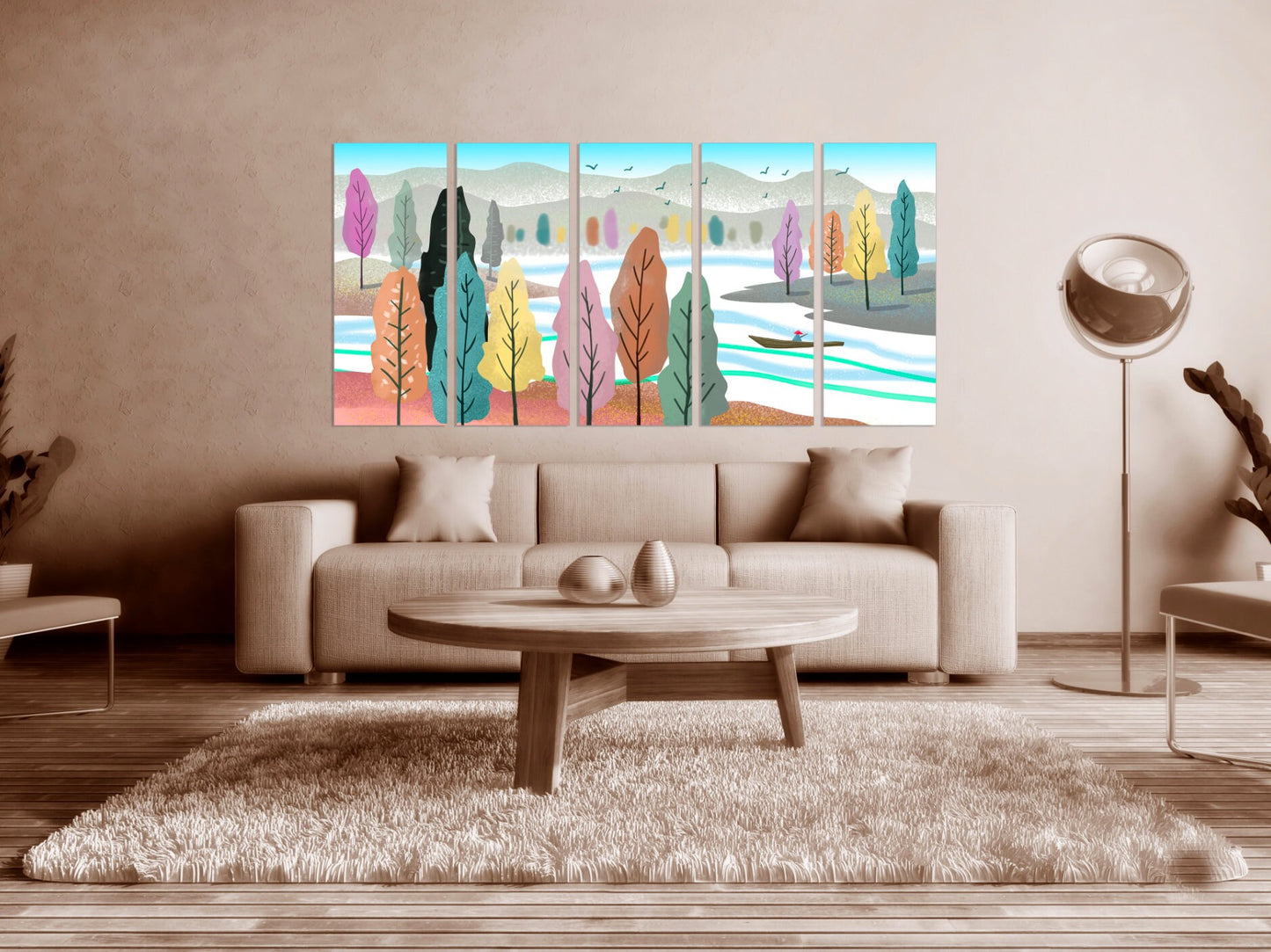 Forest green Canvas painting Home wall decor 3 piece frame canvas White birch forest wall art Multi panel canvas Life is better river