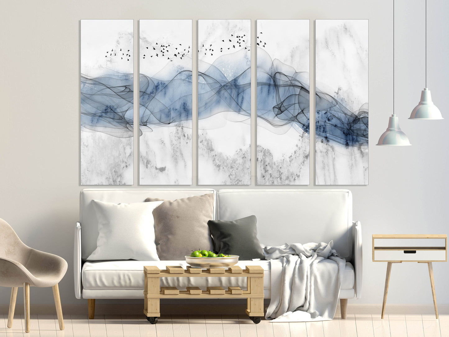 Abstract canvas wall art Great smoky mountains horizontal home decor wall art Abstract art print Extra large wall art Multi panel wall art