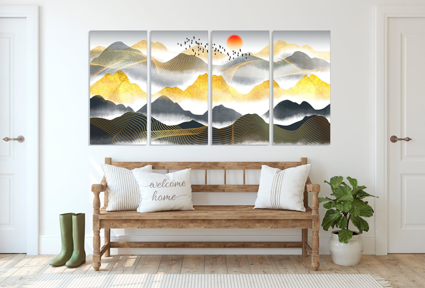 Great smoky mountains wall art  Abstract canvas painting Bedroom 3 prints mountains Abstract art print Multi panel canvas wall art