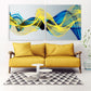 Blue and yellow wall art trendy Extra large Abstract wall art Modern Abstract painting Multi panel canvas room wall decor