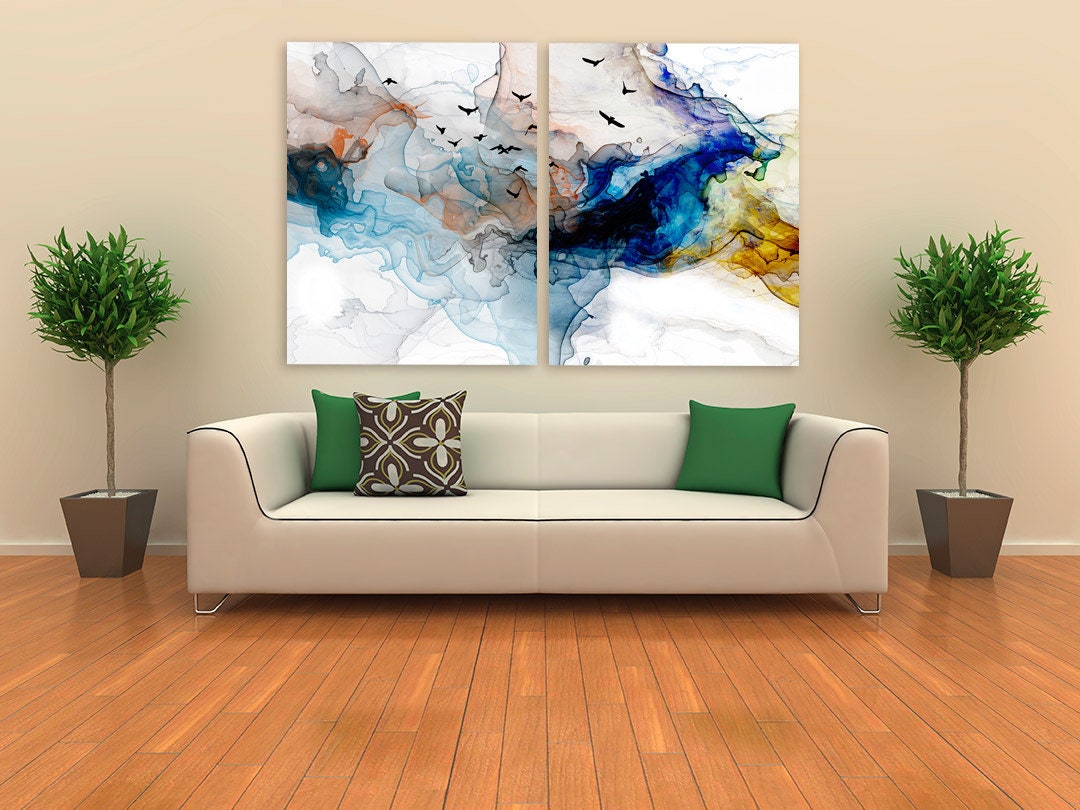 Abstract canvas wall art Modern neutral painting Abstract art print Extra large wall art Multi panel wall art Bathroom wall decor