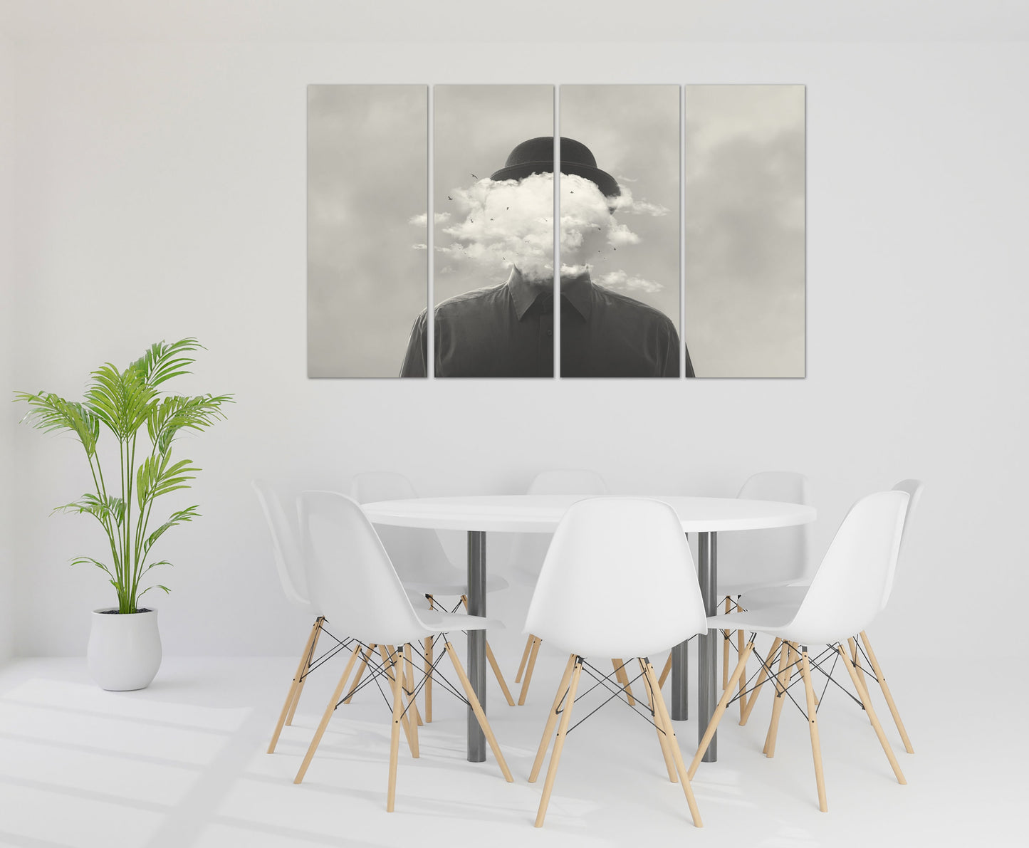 Surreal wall art, surreal painting, black and white canvas wall art, cloud painting, surreal art prints, extra large canvas art painting