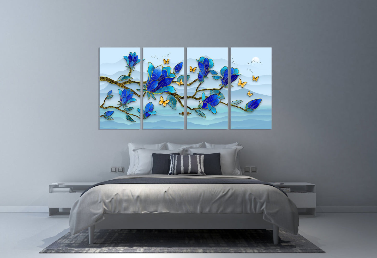 Minimalist magnolia print canvas, magnolia painting, flowers wall art, botanical framed canvas paintings, floral canvas extra large wall art