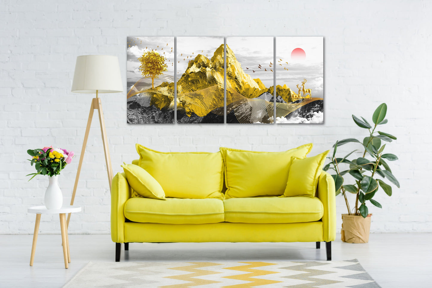 Gold mountains japanese wall art canvas paintings, wall pictures mountains, asian nature wall art, bedroomwall decor, mountain art print