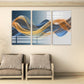 Abstract wall art, blue and yellow wall art modern abstract art multi panel canvas room wall decor, abstract painting, extra large wall art