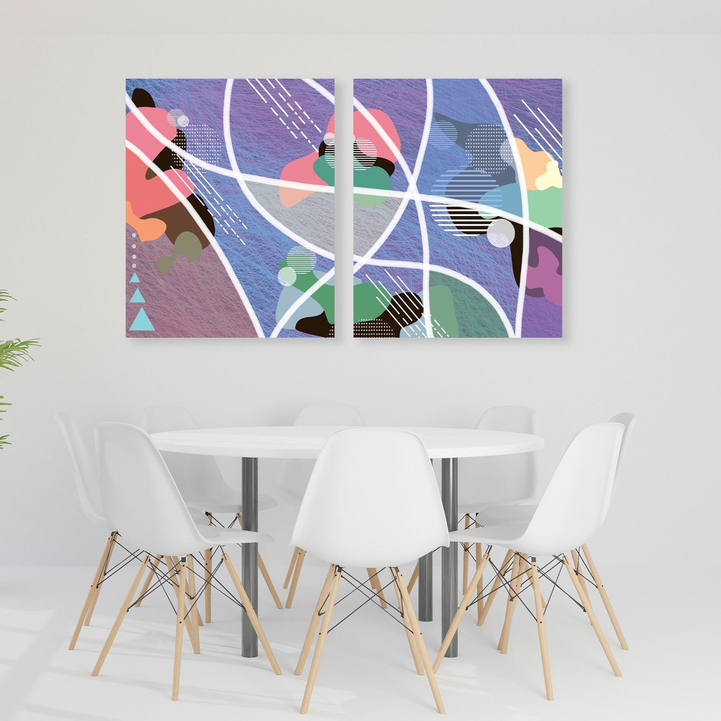 Abstract canvas wall art, bright wall art, horizontal painting, abstract art print, extra large wall art, multi panel trendy wall art