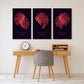 Monstera canvas , tropical wall decor, canvas painting , plant wall art, colorful red wall art, decorative gift, printable wall art set of 3