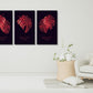 Monstera canvas , tropical wall decor, canvas painting , plant wall art, colorful red wall art, decorative gift, printable wall art set of 3