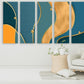 Modern abstract wall art with waves in blue colors, multi panel canvas room wall decor, extra larde set of three printable artworks