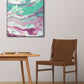Abstract wave painting on canvas, colorful floating frame print, large blue purple minimalist printable artwork, colorful modern art gift
