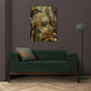 Abstract gold canvas print, extra large wall hanging decor, floater frame abstract wall art, minimalist print artwork in gold brown colors