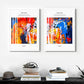 Colorful three piece canvas prints, abstract floating frame wall art, multi colored framed wall hanging decor, set of 3 printable artworks