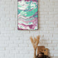 Abstract wave painting on canvas, colorful floating frame print, large blue purple minimalist printable artwork, colorful modern art gift