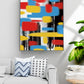 Abstract brush stroke framed canvas wall art, colorful floating frame canvas print, modern multi colored hanging wall decor for living room