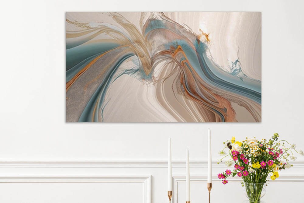 Large abstract wall art, multi piece wall hanging decor, set of three wave artworks, modern living room canvas print, housewarming gift