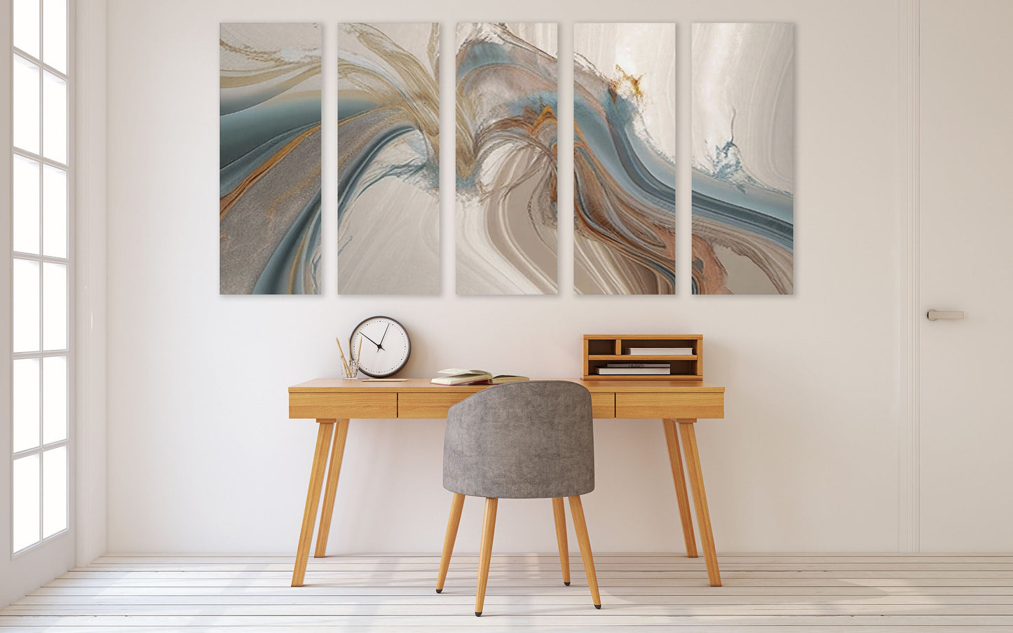 Large abstract wall art, multi piece wall hanging decor, set of three wave artworks, modern living room canvas print, housewarming gift