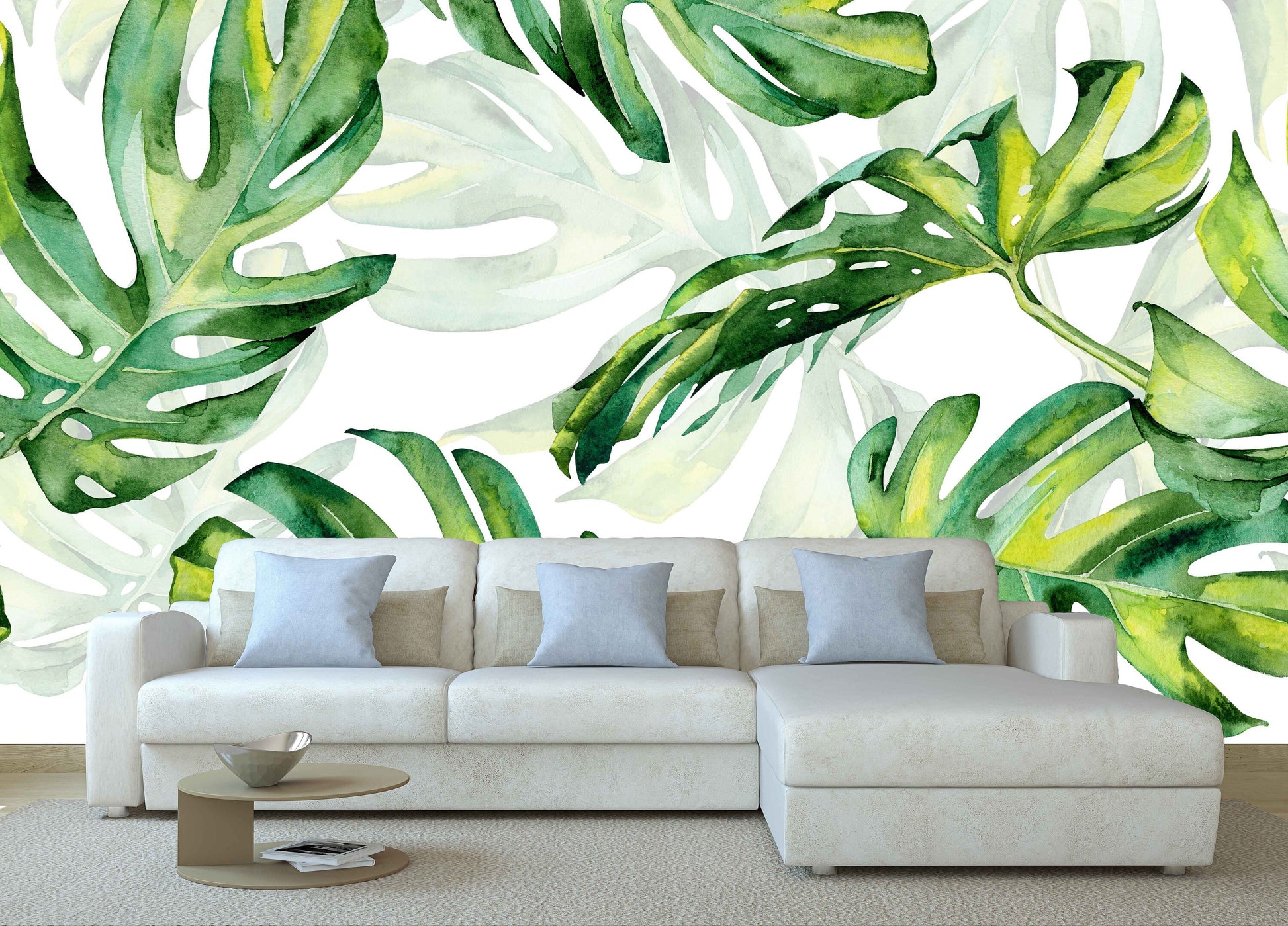 Monstera peel and stick wallpaper Tropical wallpaper Leaf Removable wallpaper Textured wallpaper vinyl wallpaper modern wallpaper