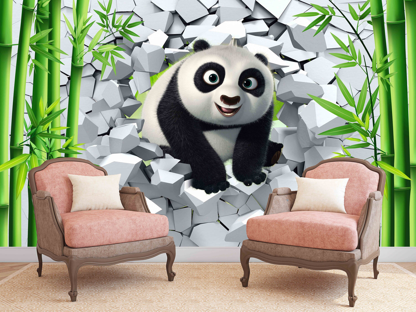 Panda wall art kids Animal Removable Textured wallpaper nursery wall mural vinyl modern wallpaper wall print art