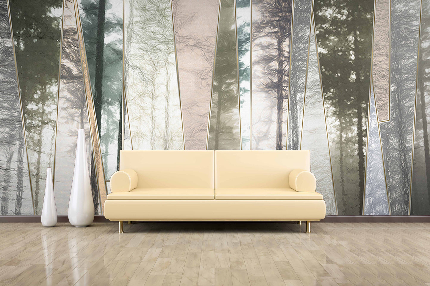 Foggy forest wall art woodland wallpaper Modern wallpaper Removable wallpaper Textured wallpaper fabric wallpaper vinyl wallpaper