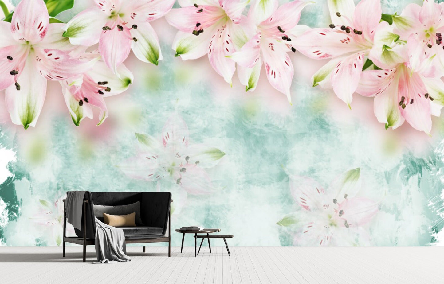 Flowers wallpaper Floral Peel and stick wallpaper Wall mural peel and stick adhesive wallpaper Botanical removable wallpaper