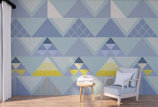 Blue wallpaper peel and stick Blue removable wallpaper Geometric wallpaper Geometric wall decal Abstract wallpaper Blue and yellow wallpaper