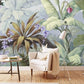 Tropical Leaf Removable wallpaper Exotic Herb poster prints wall art peel and stick mural Textured fabric vinyl wallpaper