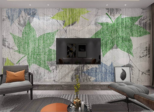 Abstract wallpaper Leaf wall decal Minimalist wall decor Peel and stick wall mural kitchen removable art deco wallpaper wall covering