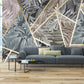 Dark tropical wallpaper Geometric patterns wallpaper Self adhesive mural Peel and stick Wall mural prints Home wall decor