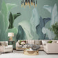 Peel and stick Herb prints wall art Self adhesive mural Tropical art Home wall decor Textured wallpaper Green watercolor leaves clip art