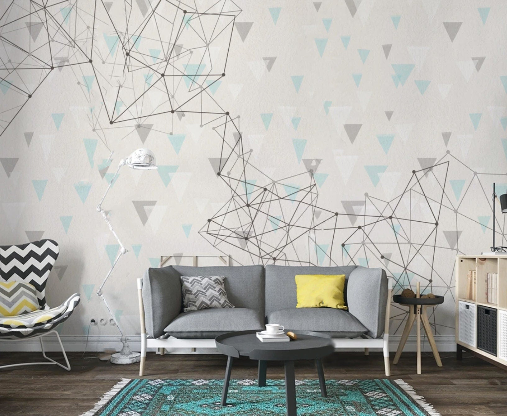 Peel and Stick geometric wallpaper Wall mural peel and stick Bedroom wall decor Abstract wallpaper Geometric wall sticker