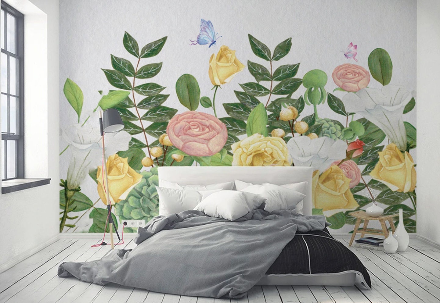 Flower wallpaper Floral Peel and Stick wall mural Self Adhesive Removable wallpaper Living Room Bedroom wall decoration