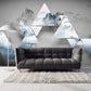 Geometric abstract dark gray wallpaper Peel and stick, temporary, removable, Self adhesive 3d wall mural Mountain wall sticker