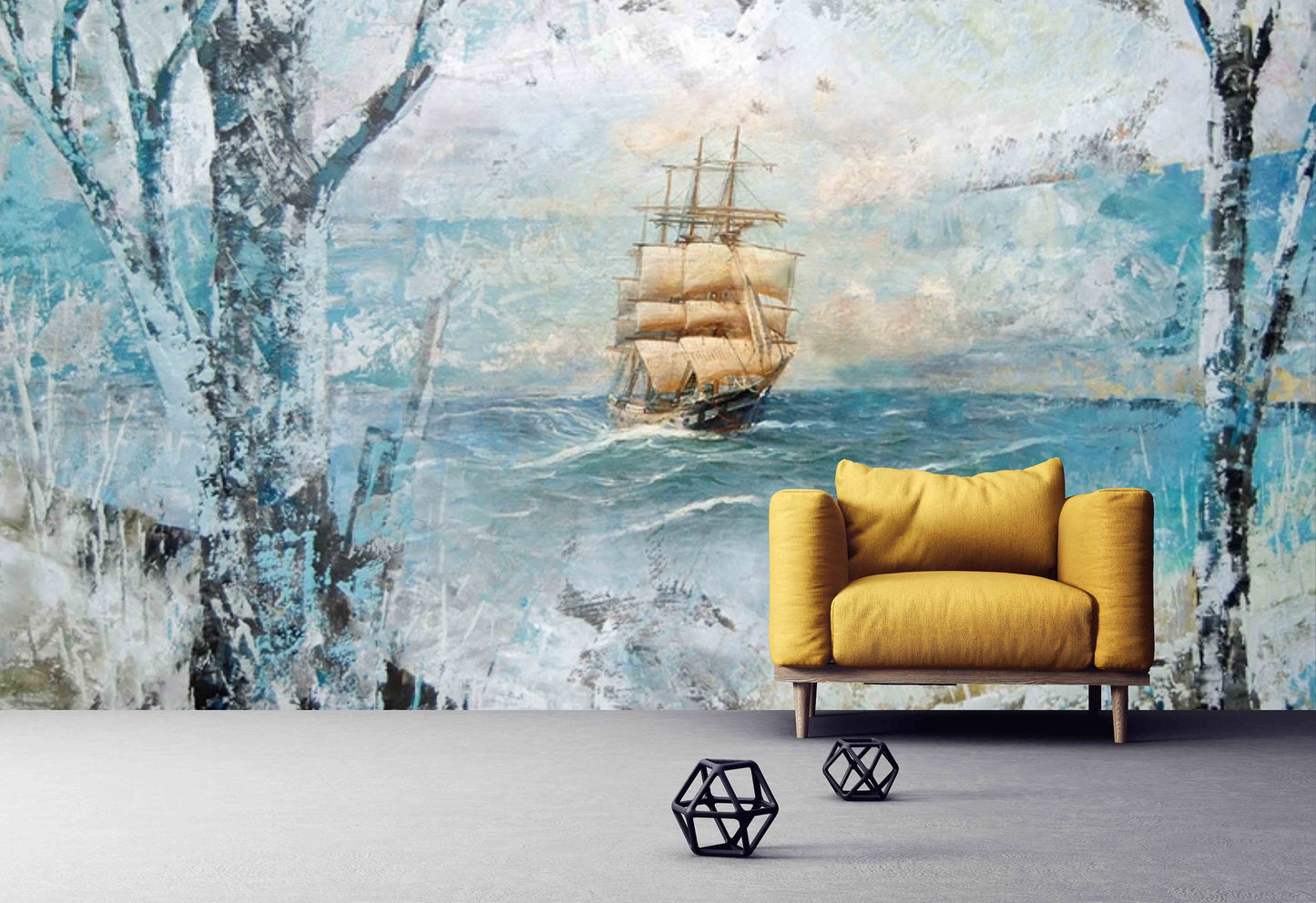 Sea peel and stick coastal blue wallpaper removable Vintage posters and prints Wall decals & murals Canvas Vinyl wallpaper