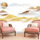 Peel and stick wall mural great smoky mountains, Removable gold and white bedroom wallpaper abstract, Minimalist decor wall art